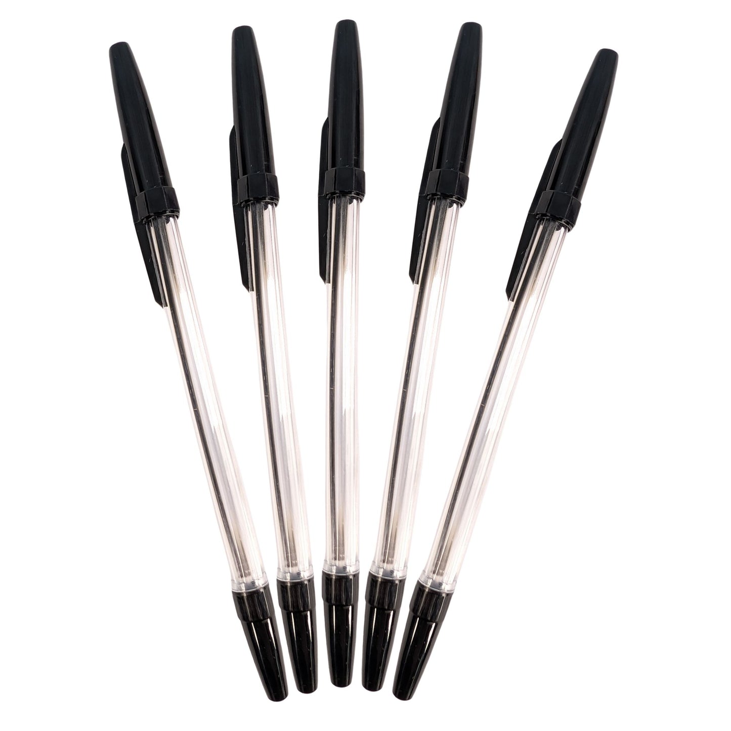 5 Black Biro Ballpoint Pens