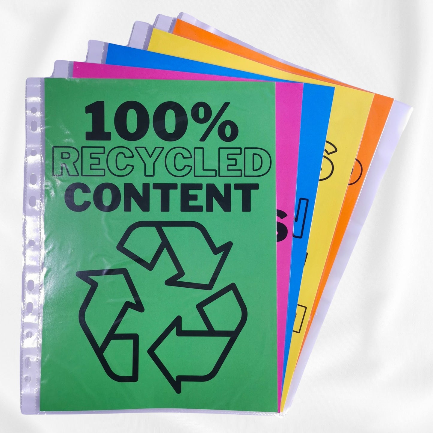 100% Recycled A4 Punched Pockets Pack of 100, 30 Micron Thick