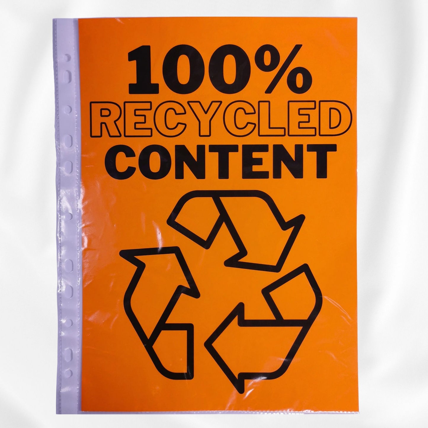 100% Recycled A4 Punched Pockets Pack of 100, 30 Micron Thick