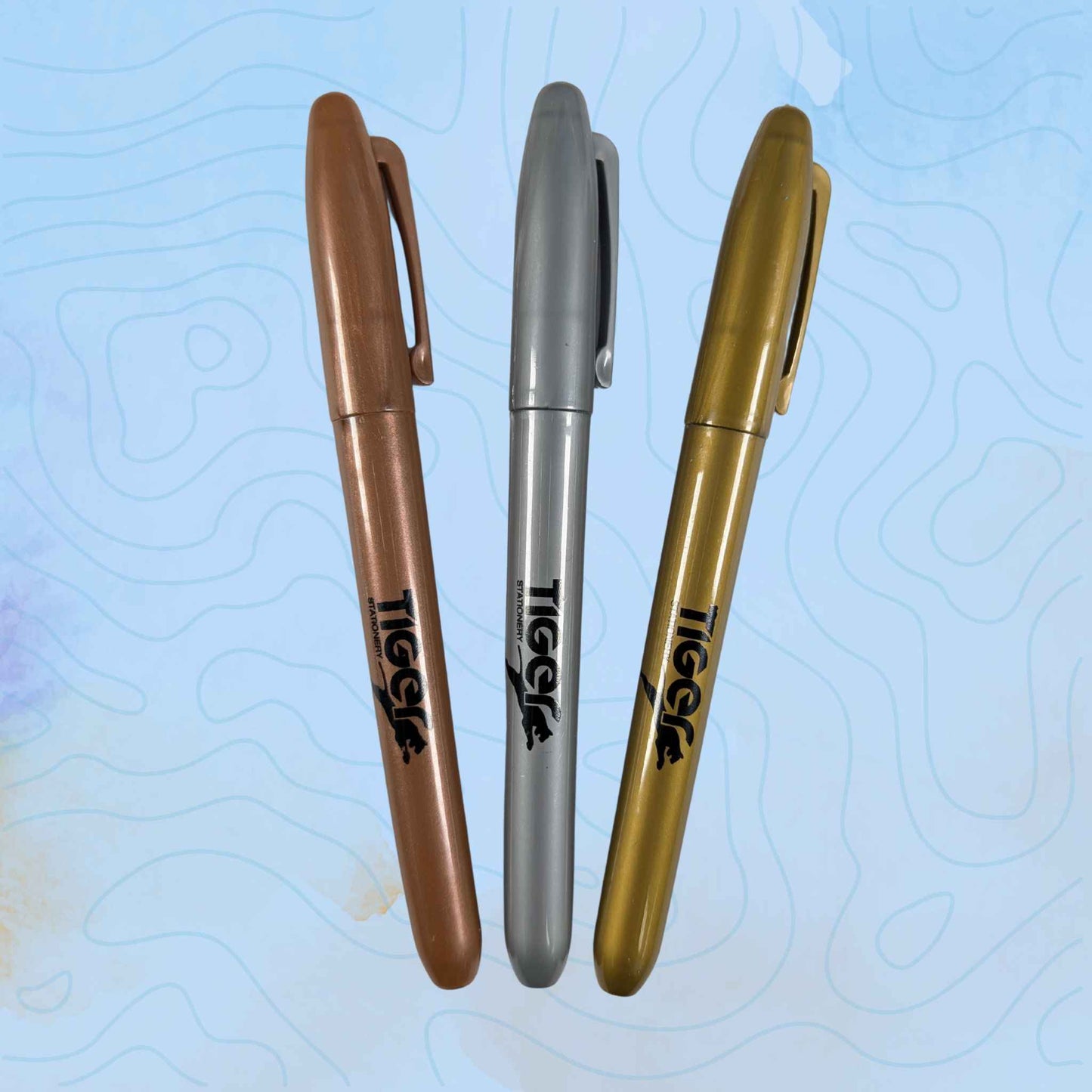 Metallic Marker Pens Non-Toxic Bullet Tip Pack of 3 Gold Silver Bronze