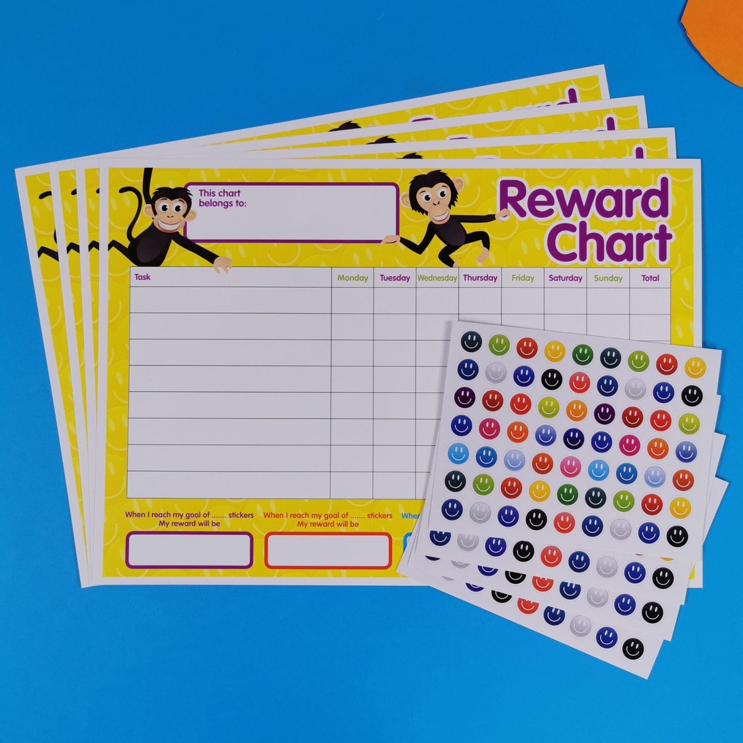 Reward Chart Set Pack of 4 Include 252 Reward Stickers