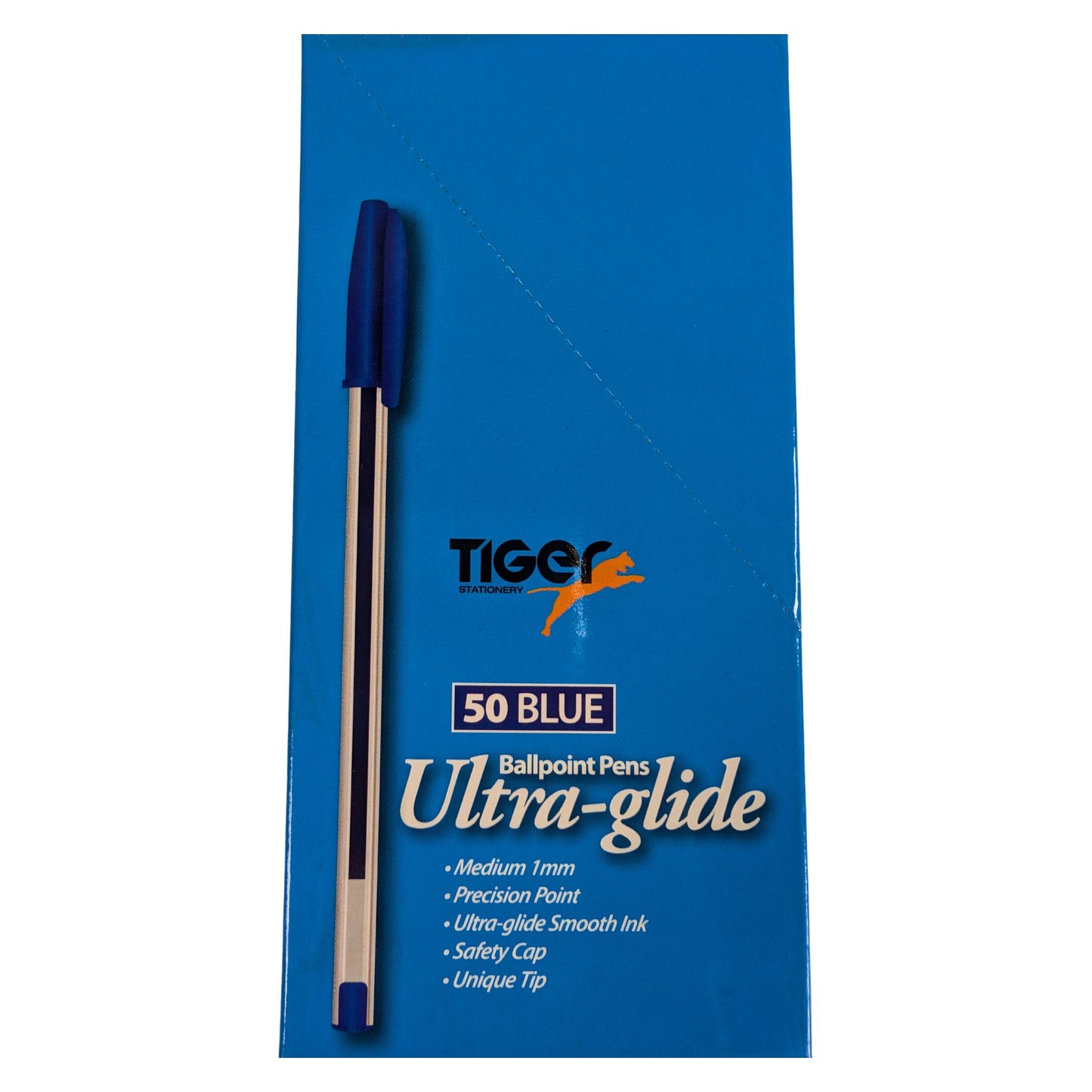 50 Blue Biro Ultra-glide Ballpoint Pens 1mm Tip