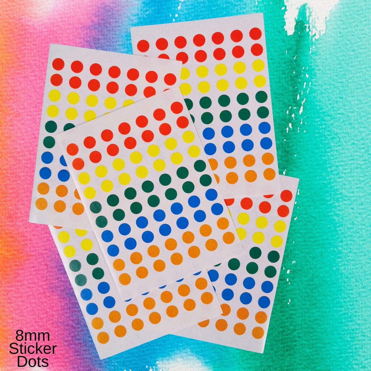 Round Circle Label Stickers 8mm Assorted Colours 350