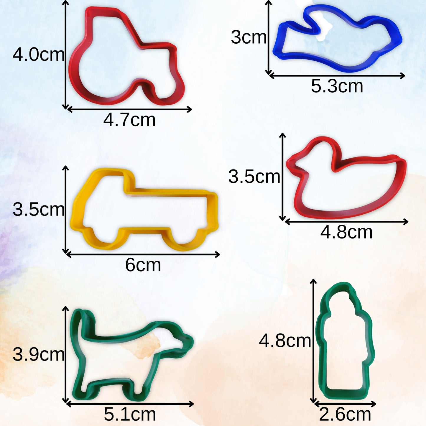 Assorted Coloured Plastic Dough Cutters Pack of 12 for Playdough & Baking