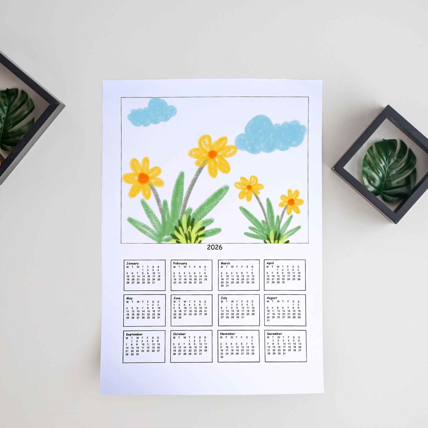 2026 A4 Calendar Blanks