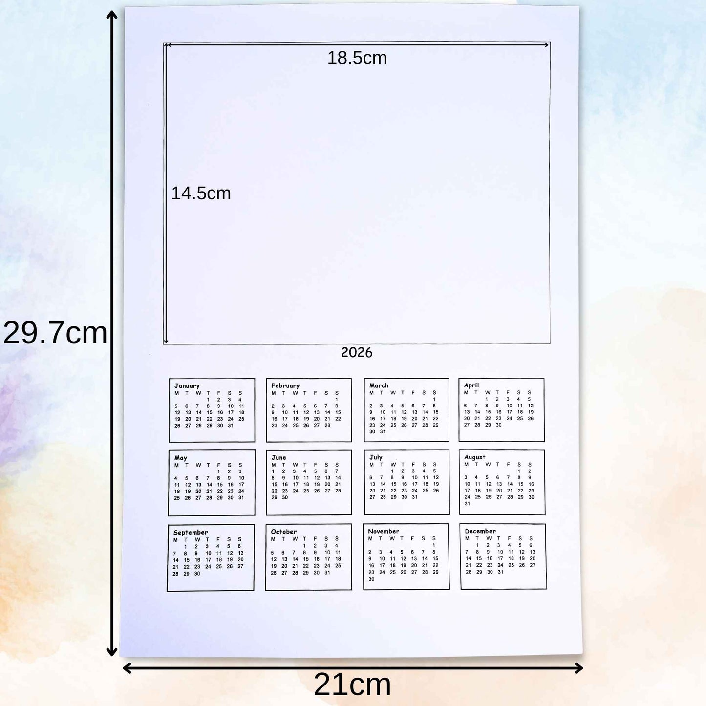 2026 A4 Calendar Blanks