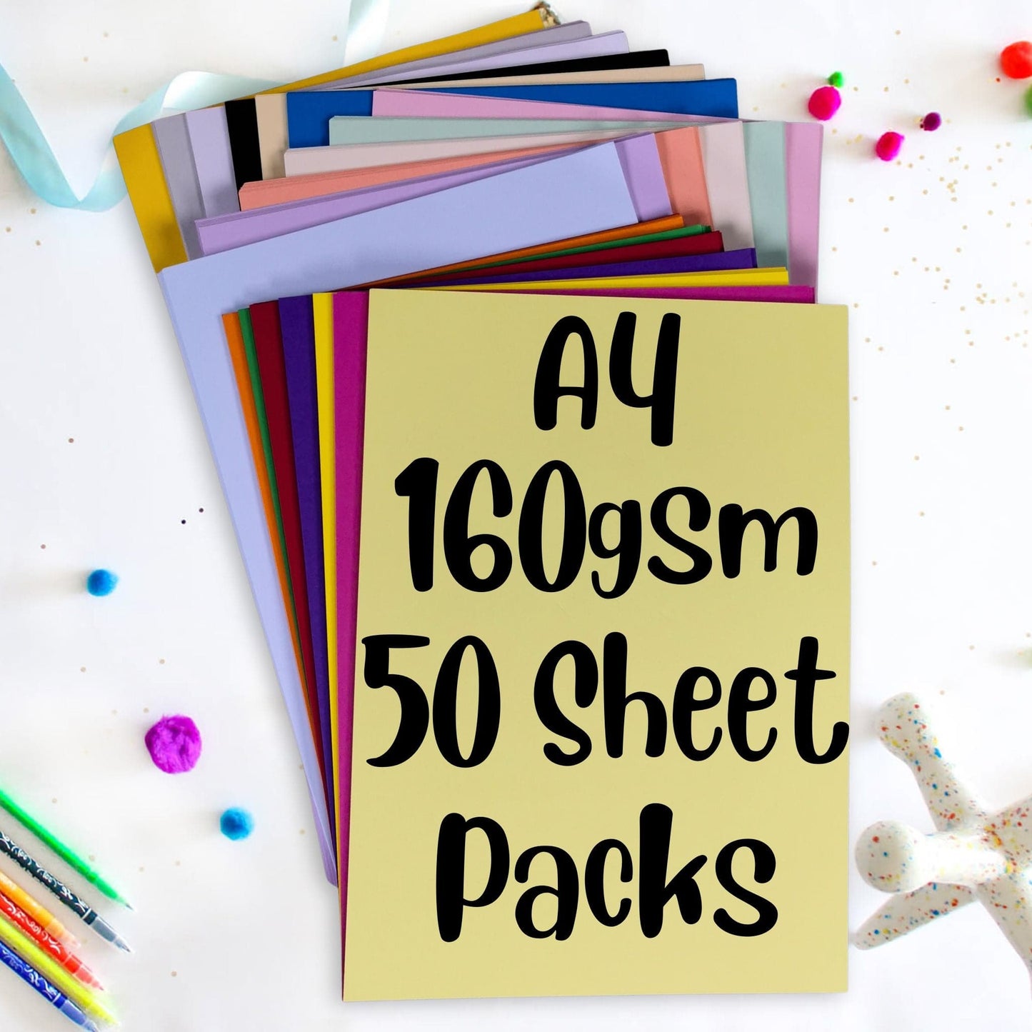 Smooth A4 Craft Card 160gsm 50 Sheets Choose Colour