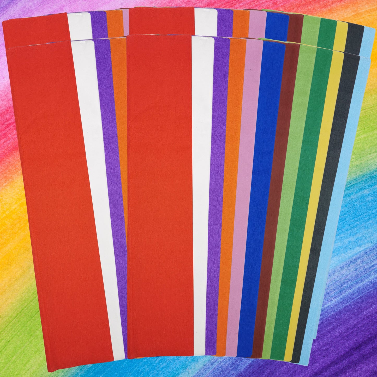 48 Assorted Large Crepe Paper Sheets For Flower Crafting & Gift Wrapping 50cm x 300cm