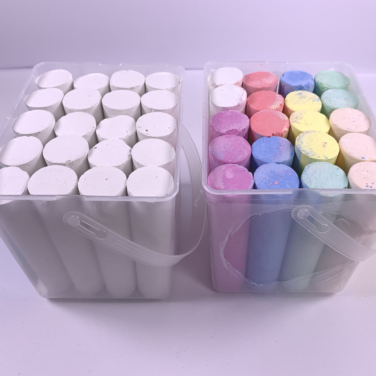 School Playground Chalk – 40 Jumbo Washable Chalks in Handy Tubs for Group Use