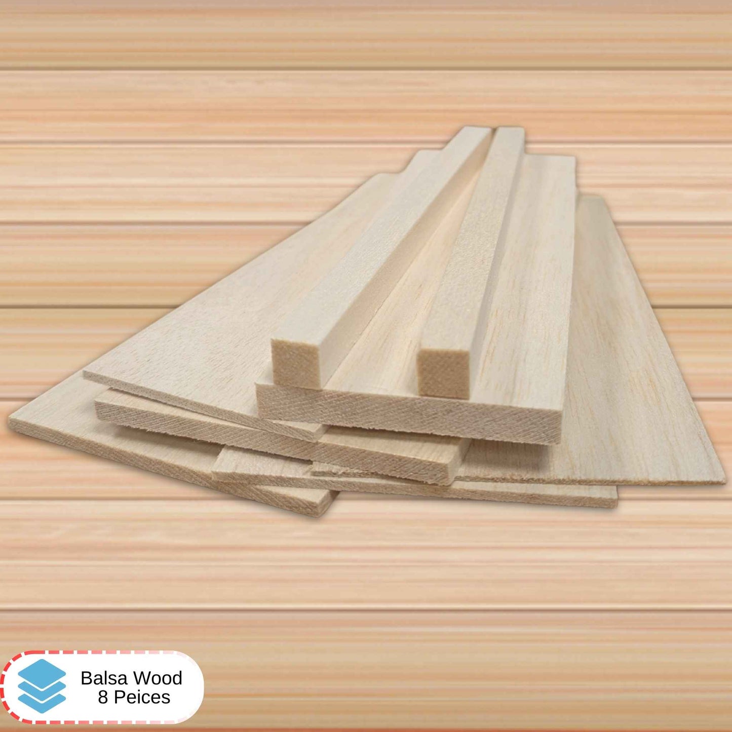 Balsa Wood Starter Pack of 8 Assorted Sizes