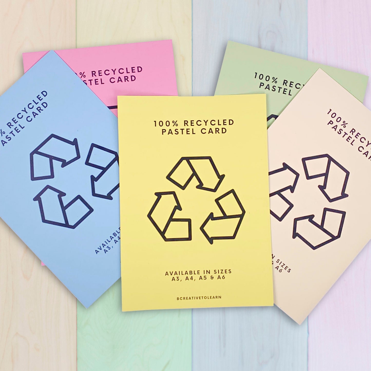 A3 100% Recycled Pastel Coloured Card in 180gsm