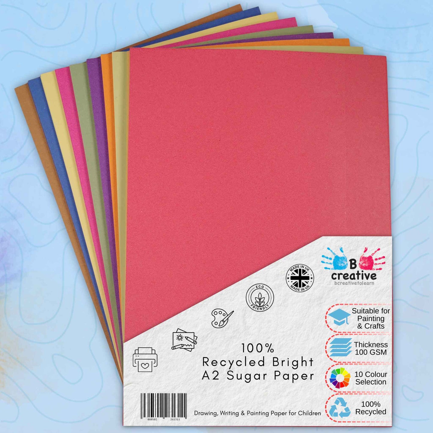 Recycled A2 Bright Colour Sugar Paper 100gsm
