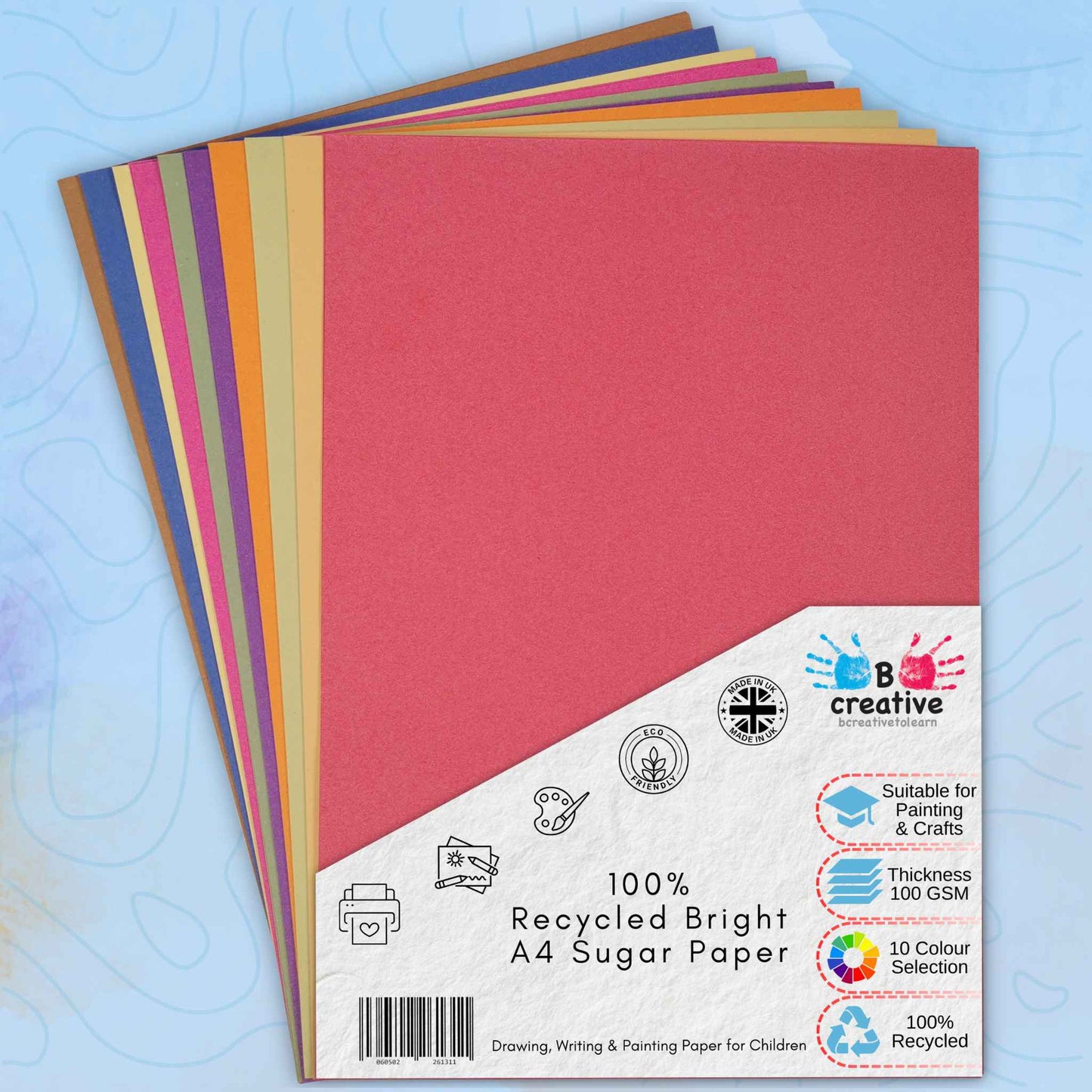 Recycled A4 Bright Colour Sugar Paper 100gsm