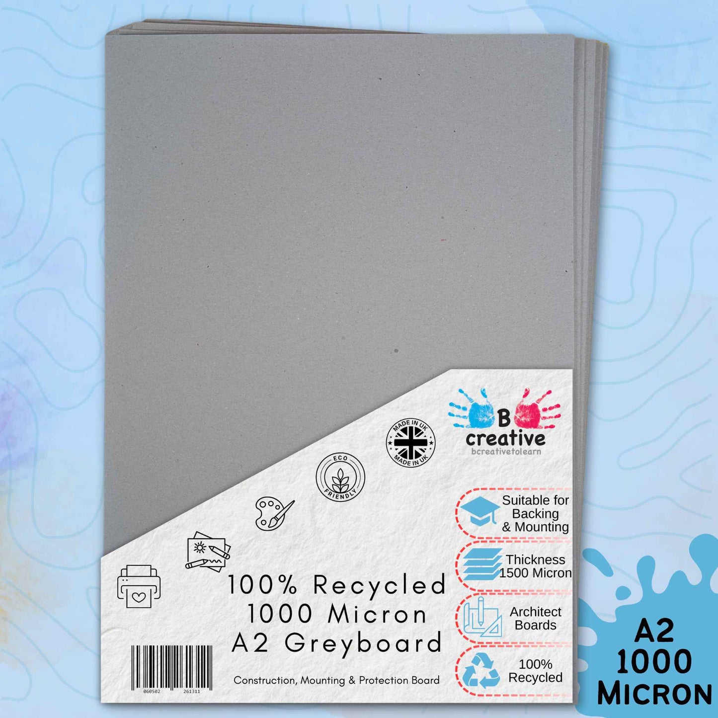A2 Greyboard – 1000 Micron Heavyweight Sheets for Craft, Art, Backing & Model Making
