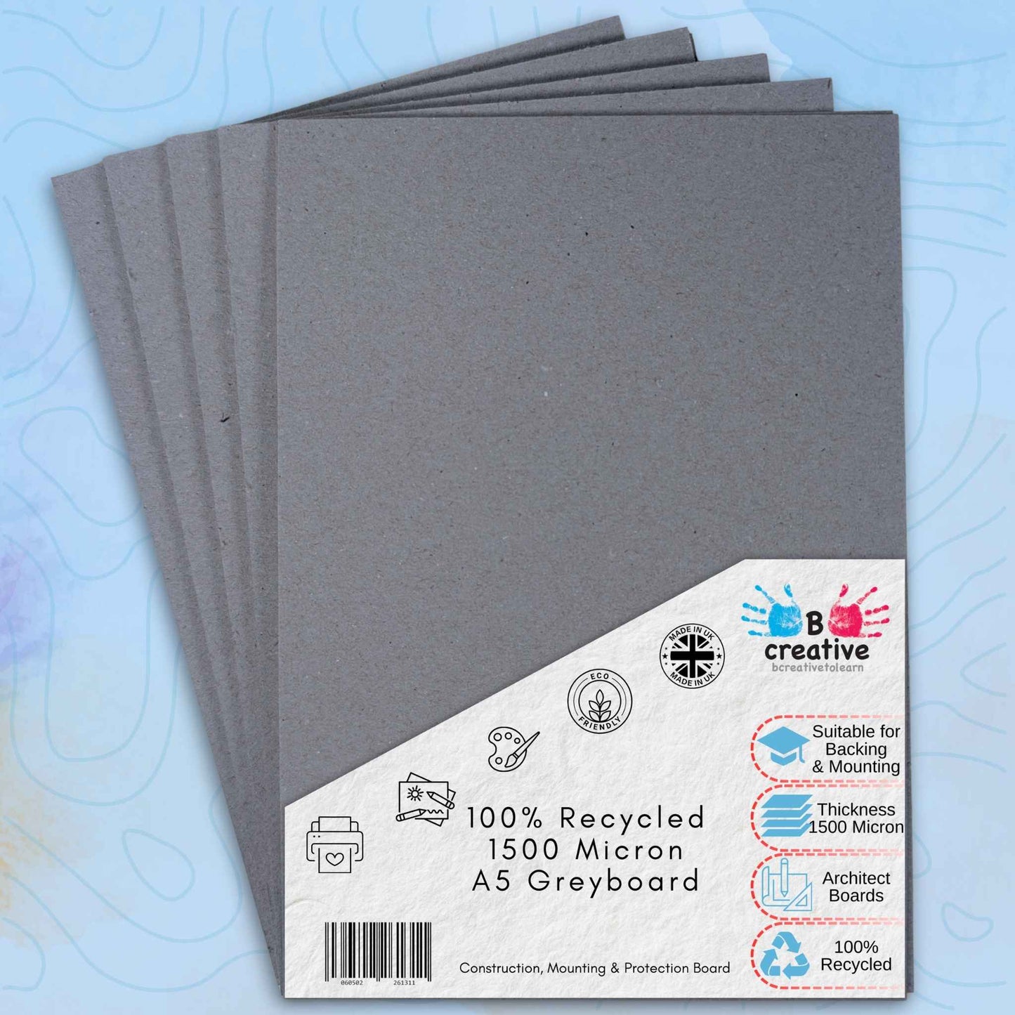 Greyboard A5 – 1500 Micron Heavyweight Sheets for Craft, Art, Backing & Model Making