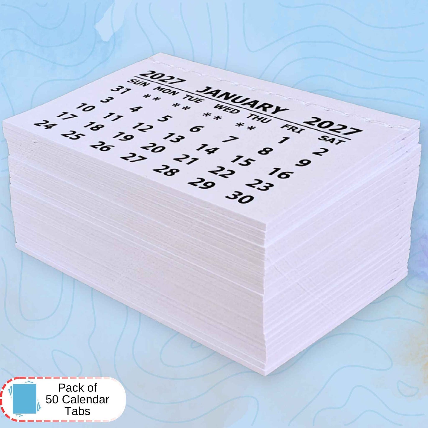 White Stitched Calendar Tabs Pads 2027