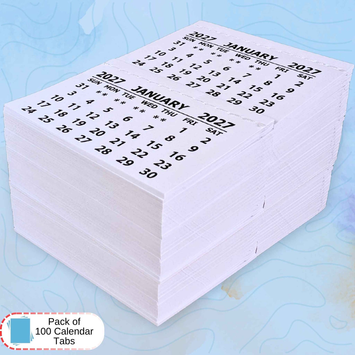 White Stitched Calendar Tabs Pads 2027