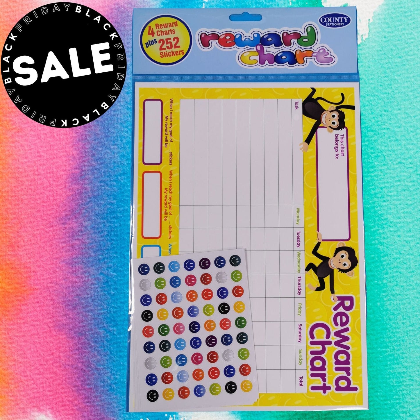 Reward Chart Set Pack of 4 Include 252 Reward Stickers