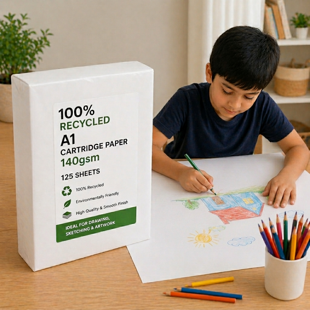 100% Recycled A1 Cartridge Paper 140gsm 125 Sheets