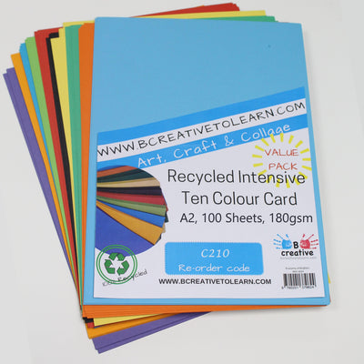 100% Recycled A2 Ten Intensive Colour Card 180gsm Choose Quantity