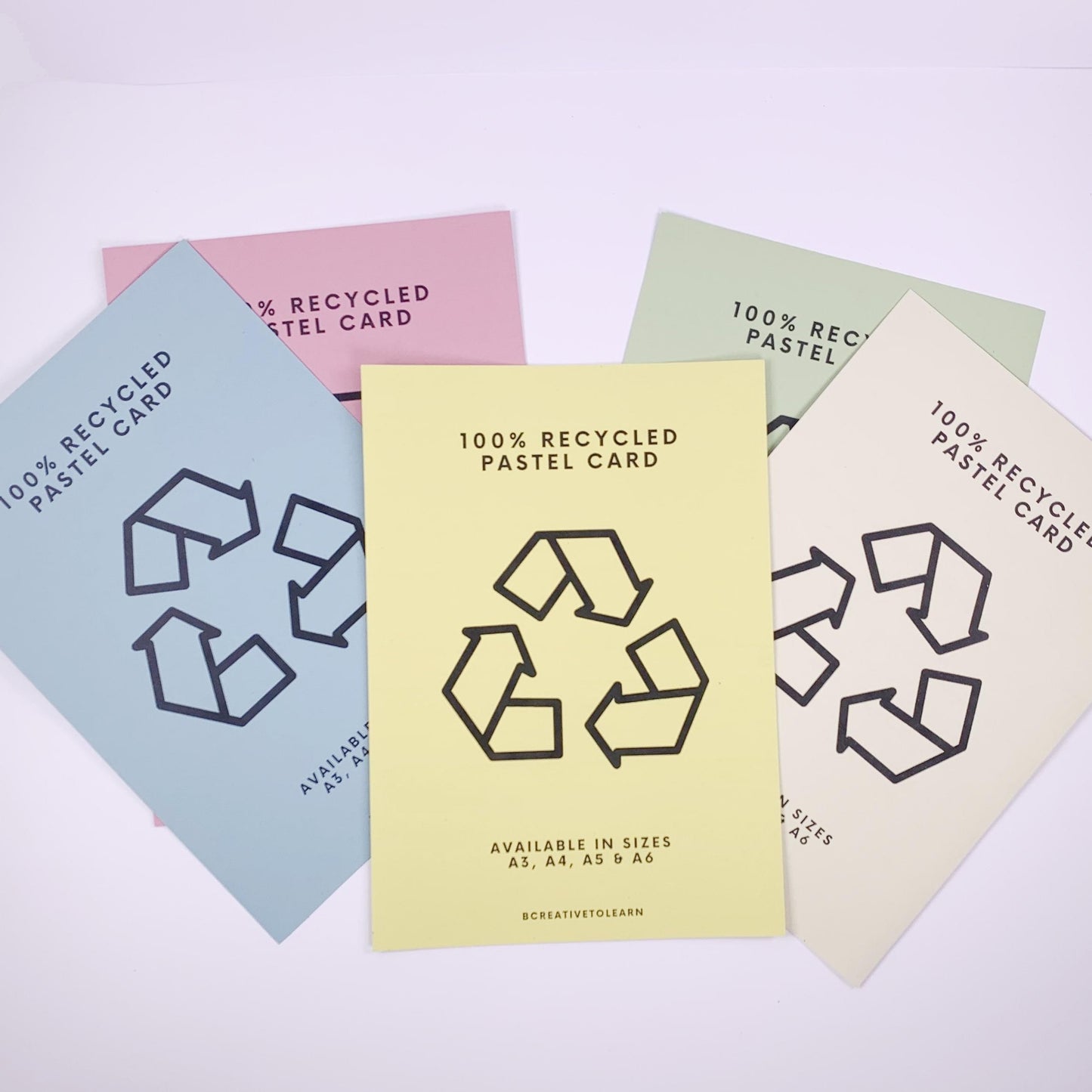 100% Recycled A4 Pastel Card 180gsm Sheets