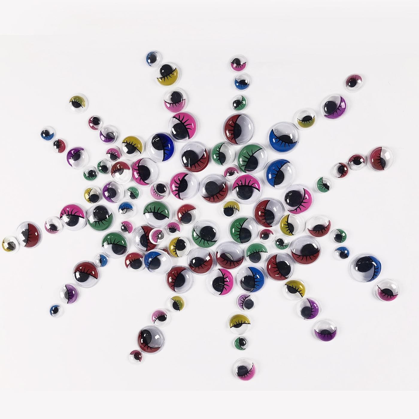 100 Brightly Coloured Wiggly Eyes With Lashes