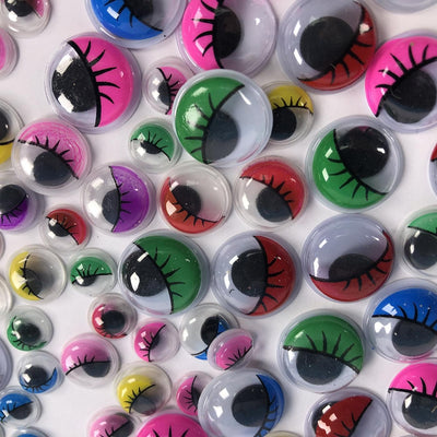 100 Brightly Coloured Wiggly Eyes With Lashes