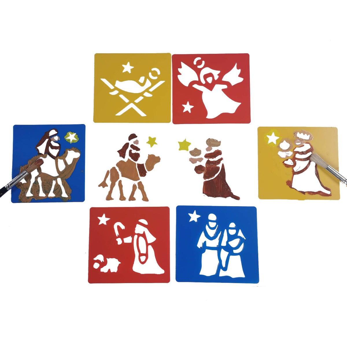 Nativity Scene Stencil Art Set for Children Reusable Pack of 6