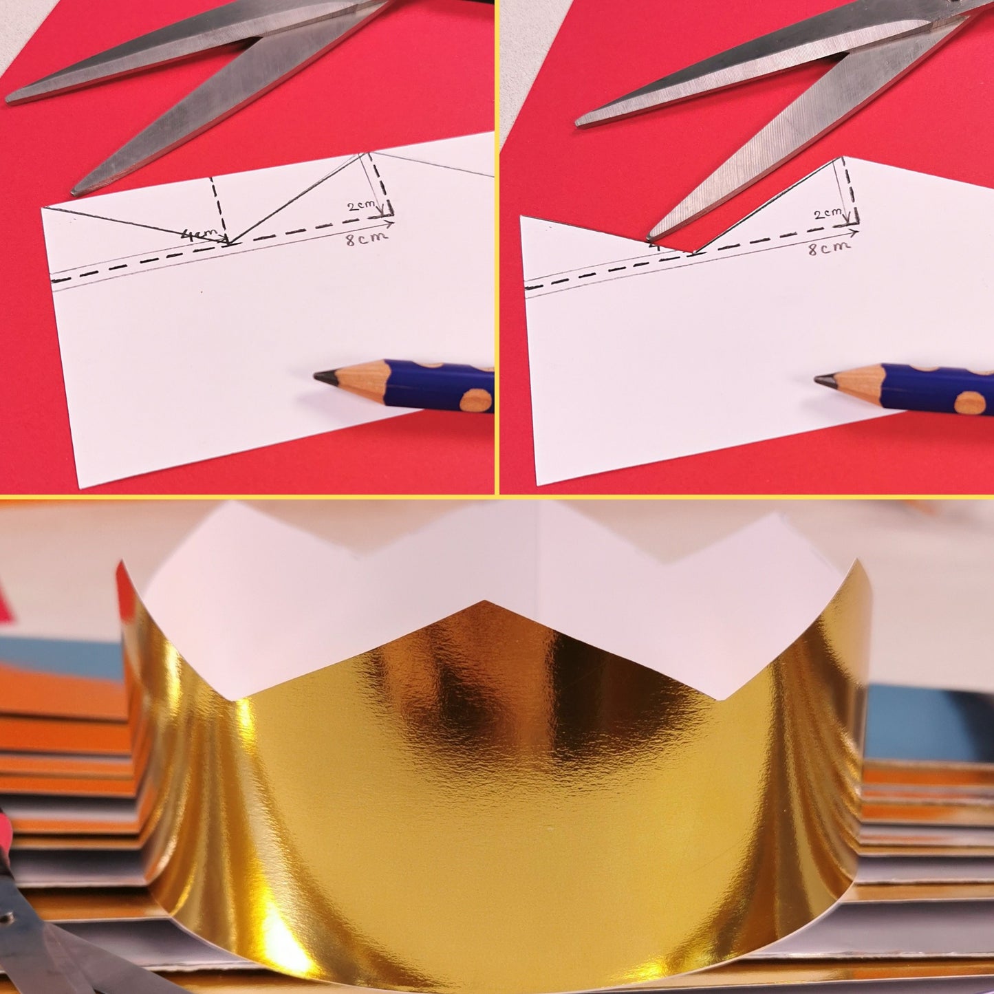 24 Metallic Gold & Silver Card Strips Crown Hat Making Strips, Design & Make Your Own Crowns To Decorate 63x7cm, 20cm Diameter