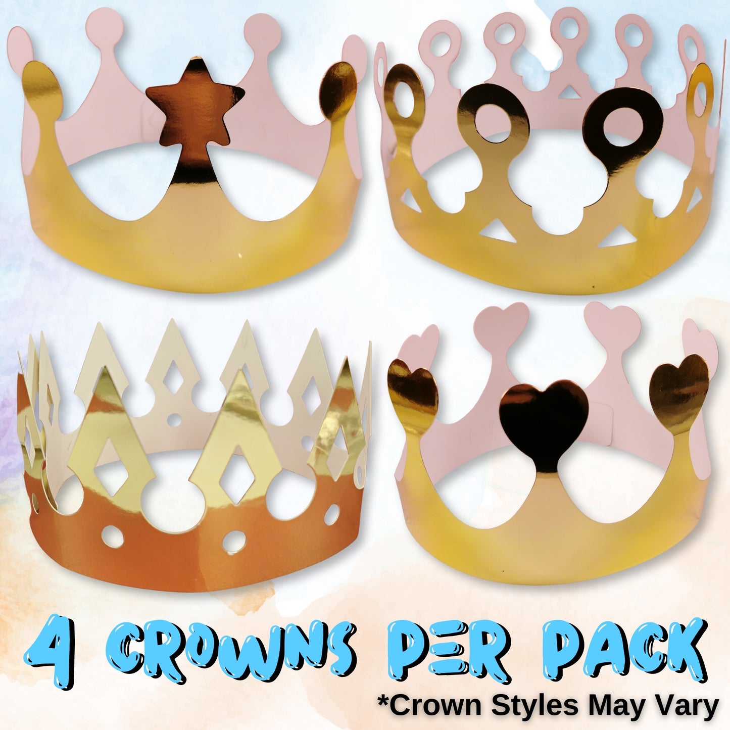 Make Your Own Coronation Crowns Craft Kit with Self Adhesive Jewels & 4 Metallic Gold Crowns
