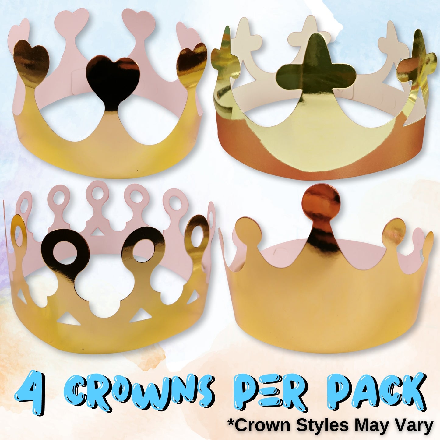Make Your Own Coronation Crowns Craft Kit with Self Adhesive Jewels & 4 Metallic Gold Crowns