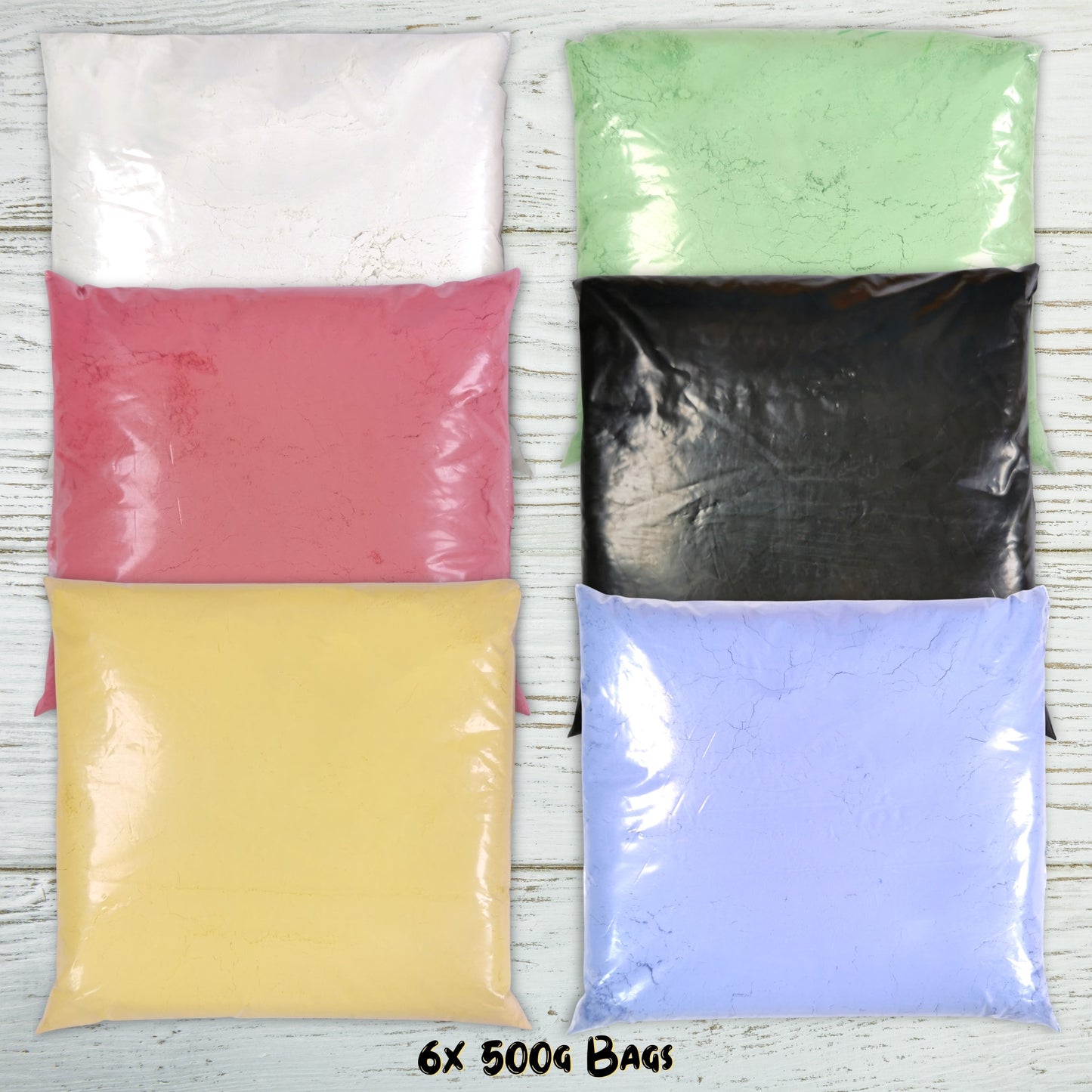 Assorted Colour Powder Paint Set of Non Toxic Paint Powder 6x 500g Bags