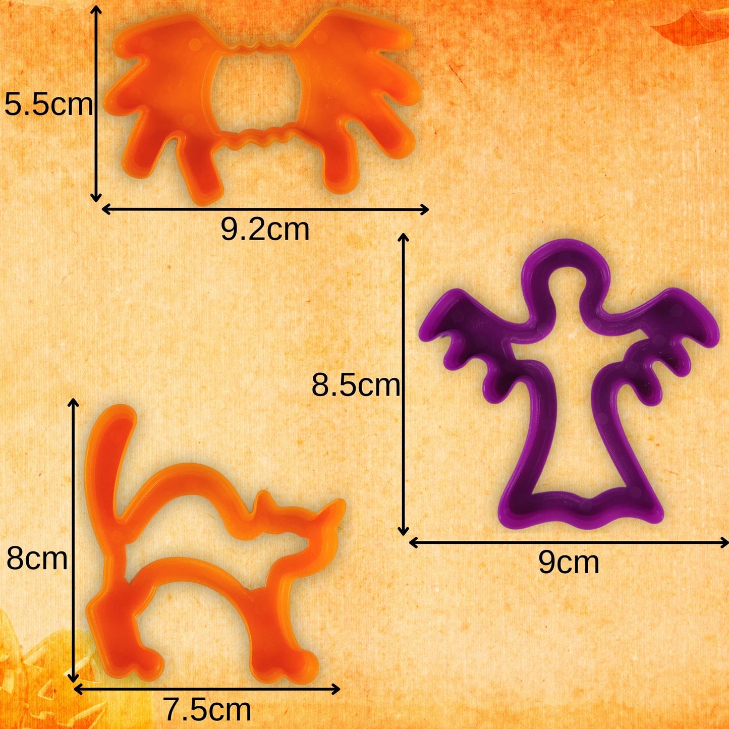 Plastic Halloween Dough Cutters Pack of 6 for Playdough & Baking