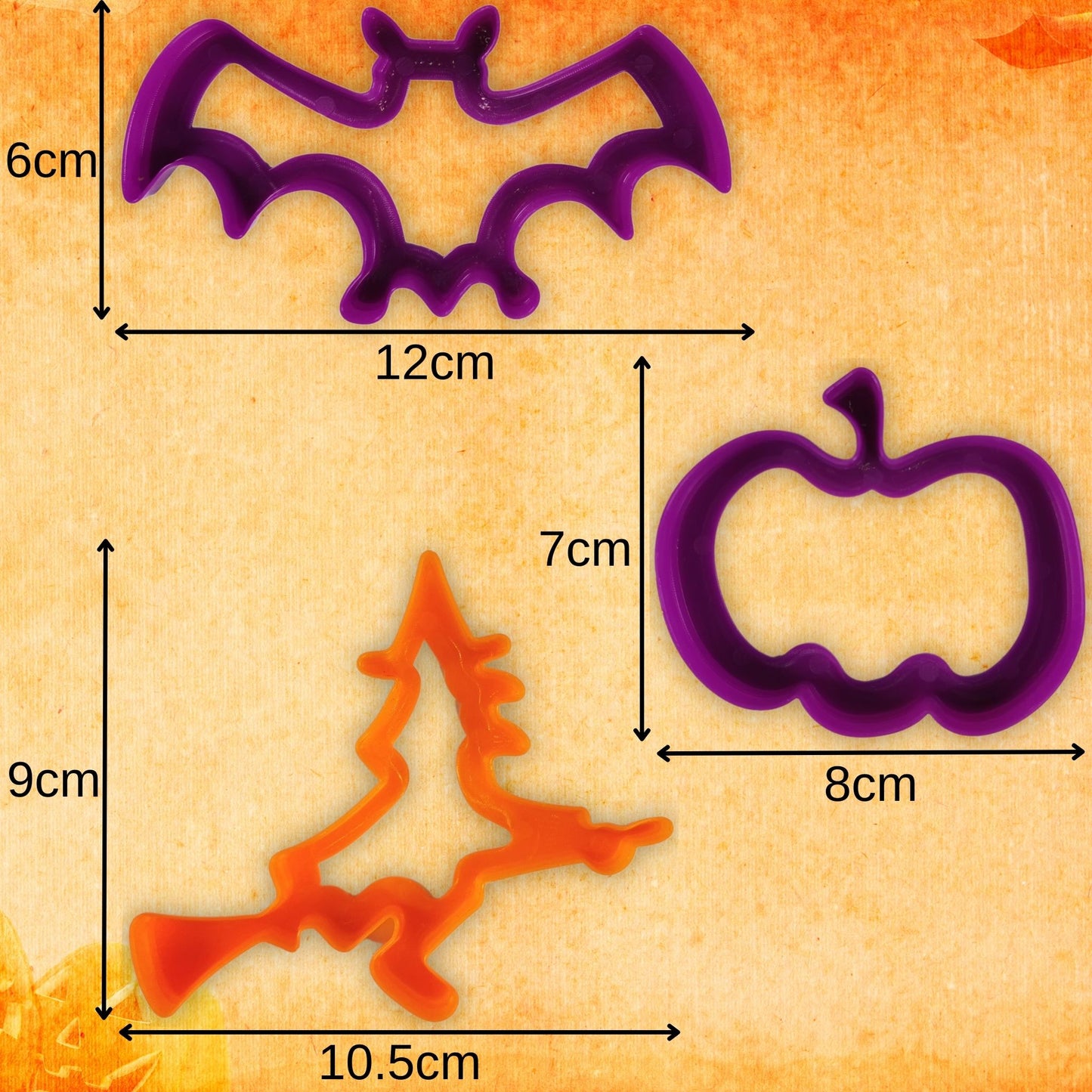 Plastic Halloween Dough Cutters Pack of 6 for Playdough & Baking