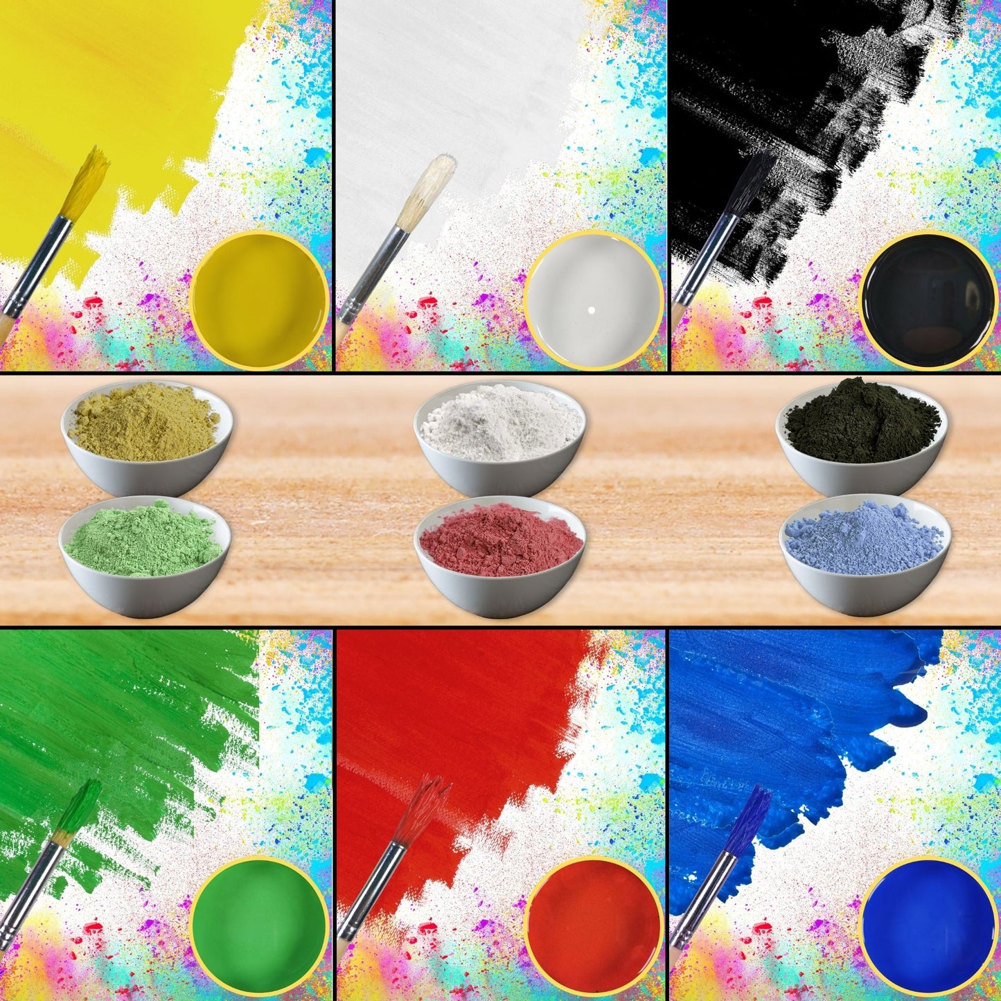 Assorted Colour Powder Paint Set of Non Toxic Paint Powder 6x 500g Bags