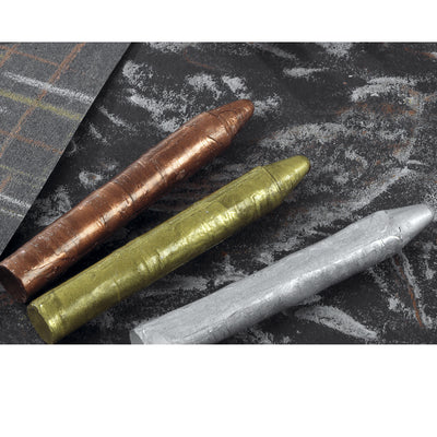 Metallic Wax Crayons Pack of 12 - Gold, Silver, Bronze Mix