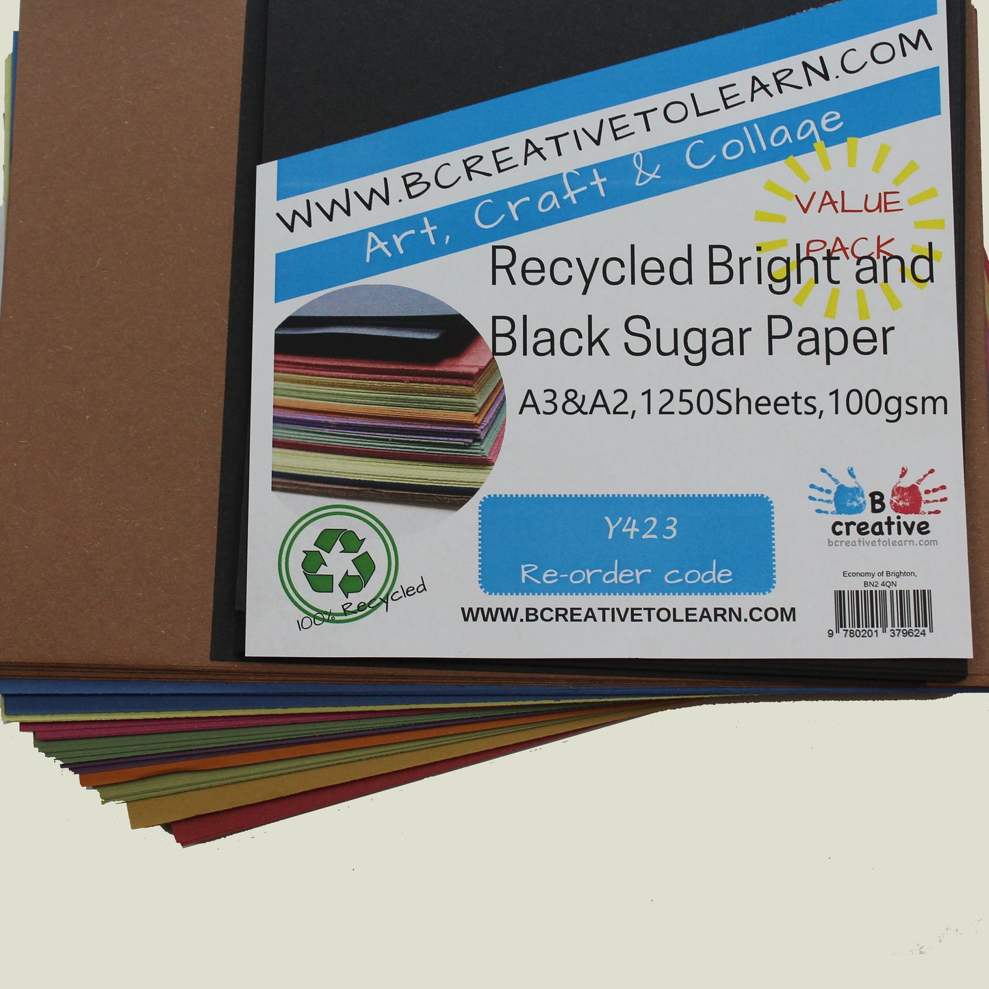 Recycled bright and black sugar paper