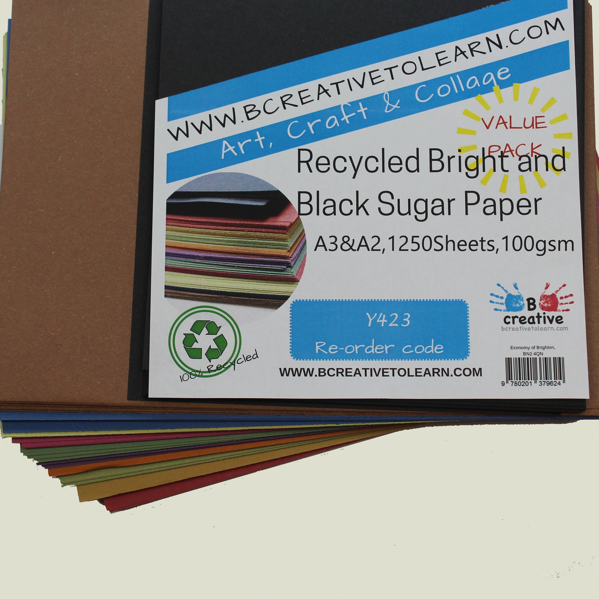 Recycled bright and black sugar paper