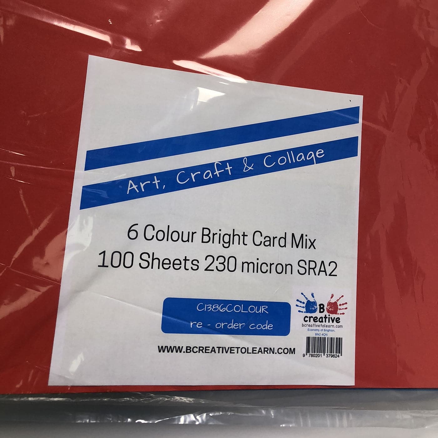 SRA2 Bright Coloured Card 100 sheets 230 micron 6 Colours