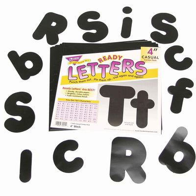 Ready Letters in Black 100mm  Upper and Lowercase Letters