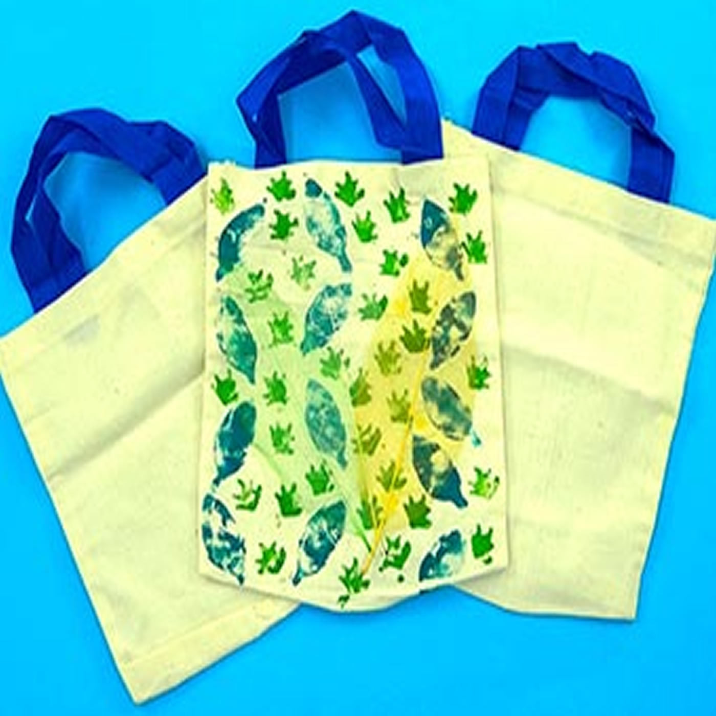 ready to decorate blue handle bags