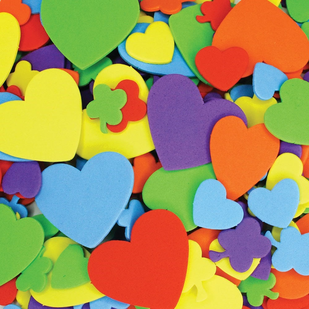 Foam hearts and flowers