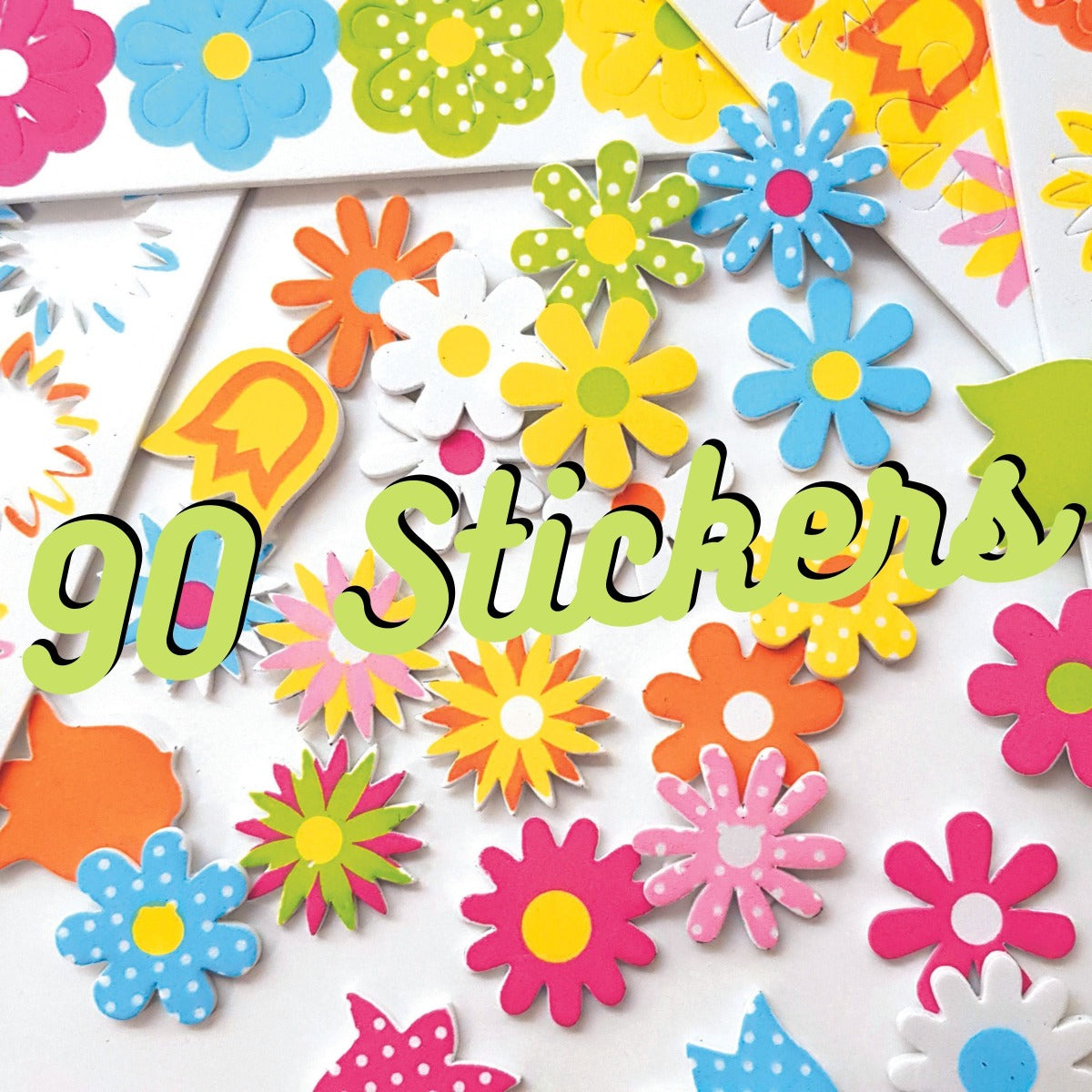 90 Foam 3D Flower Scrapbook Stickers For Childrens Valentines, Mothers Day & Easter Crafts