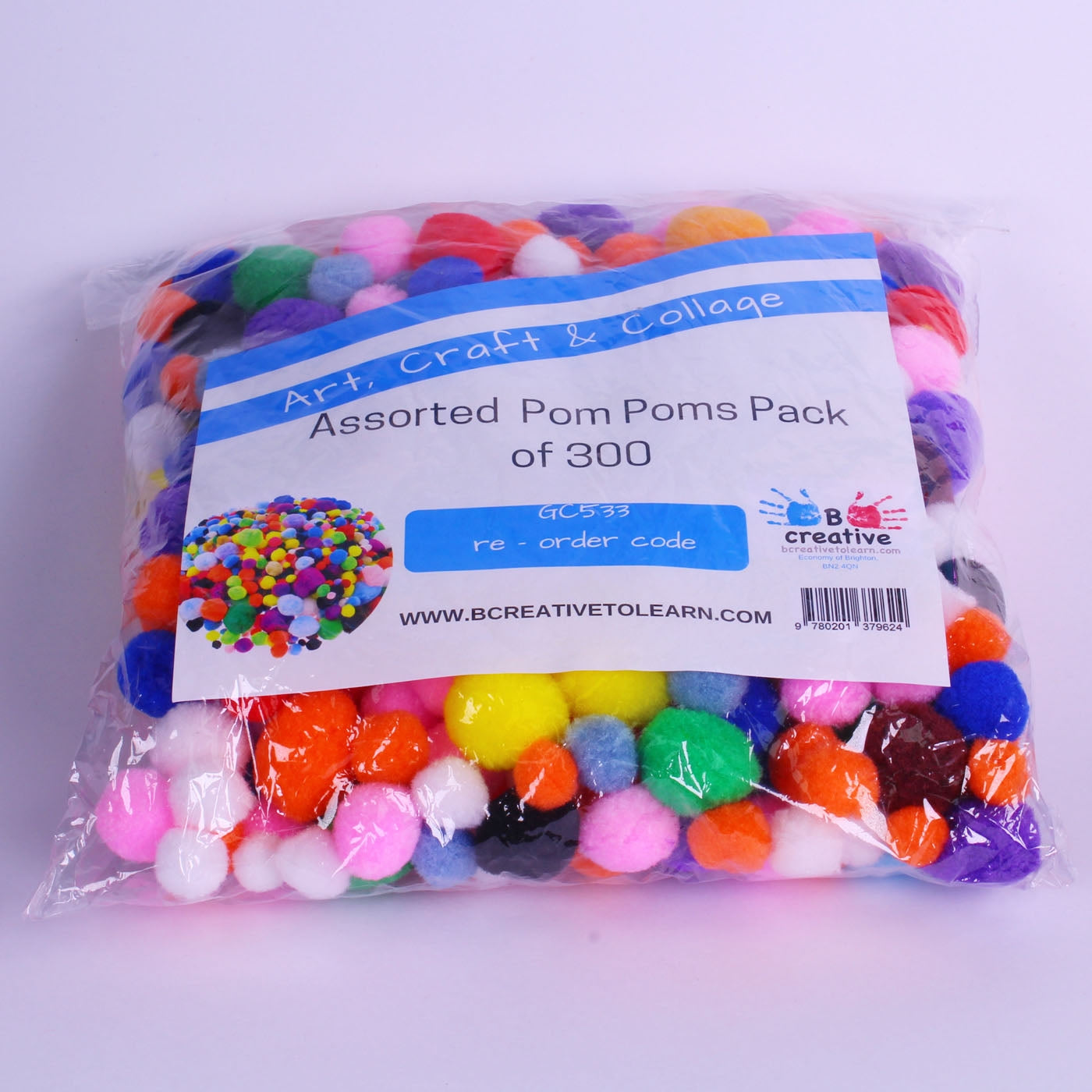 rainbow coloured pompoms