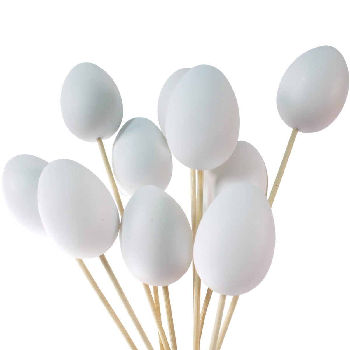 White Plastic Craft Eggs On Sticks 55mm 10 Pack Make Your Own Easter Eggs