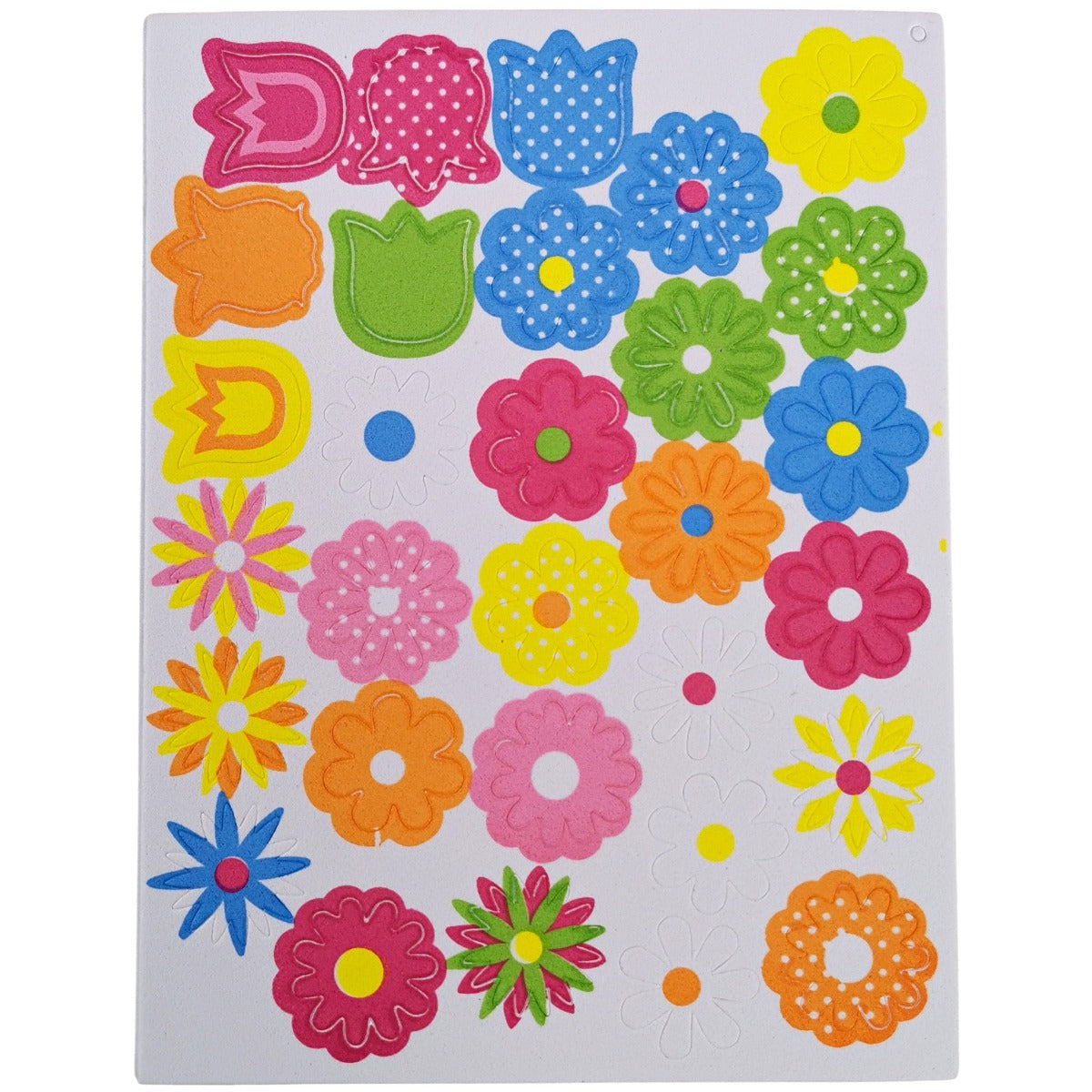90 Foam 3D Flower Scrapbook Stickers For Childrens Valentines, Mothers Day & Easter Crafts