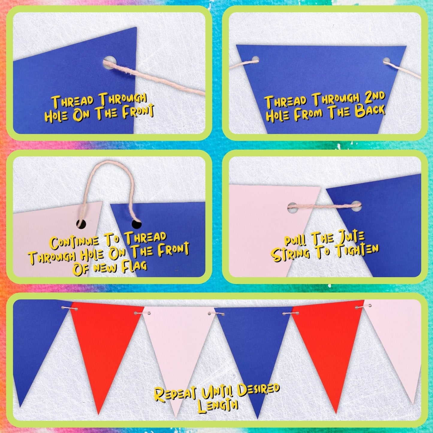 Red, White & Blue Bunting Flags With String