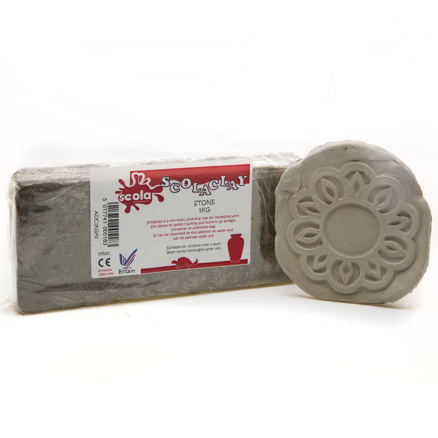 Air Hardening Clay with Fibres 1kg Stone