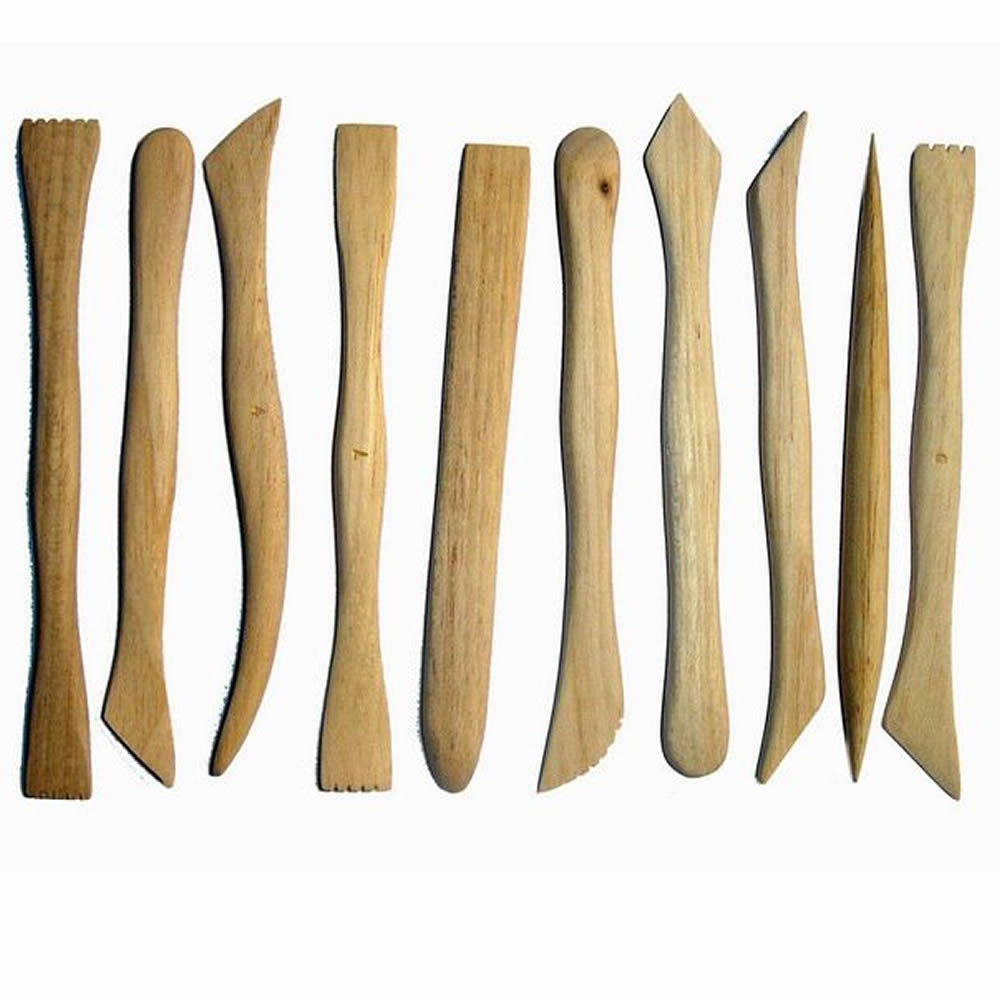 Wooden double ended clay tool set