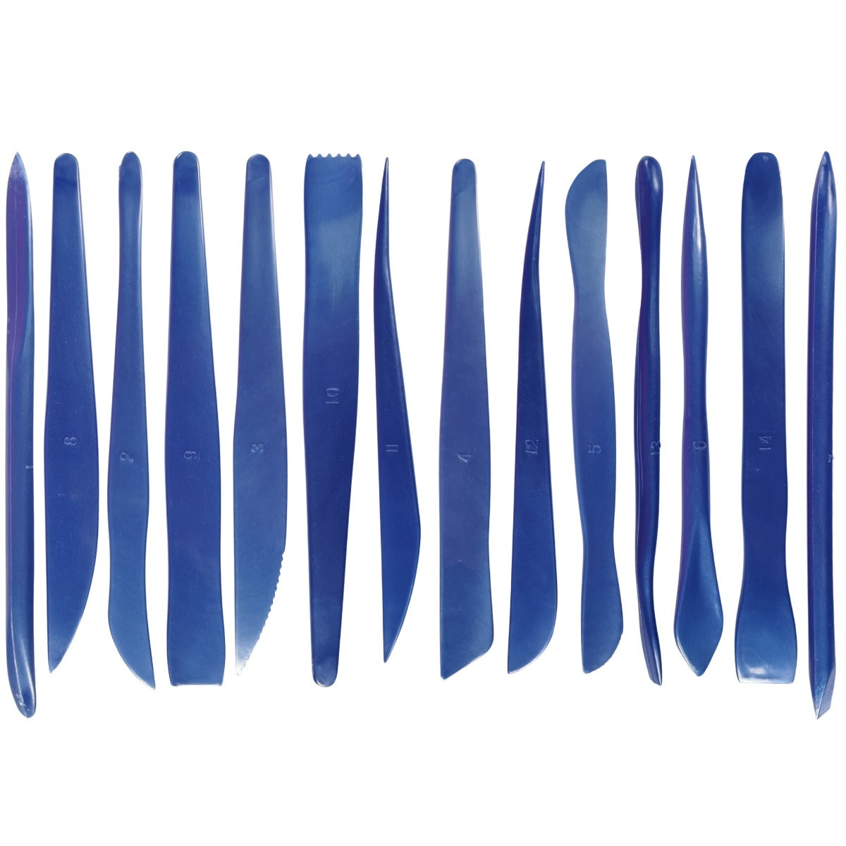 This value pack of 14 double ended plastic clay tools is just what you need for creating small and accurate clay designs. These tools are double ended with a variety of shapes to encourage cutting, forming and sculpting. Each tool is 15cm long and made ou